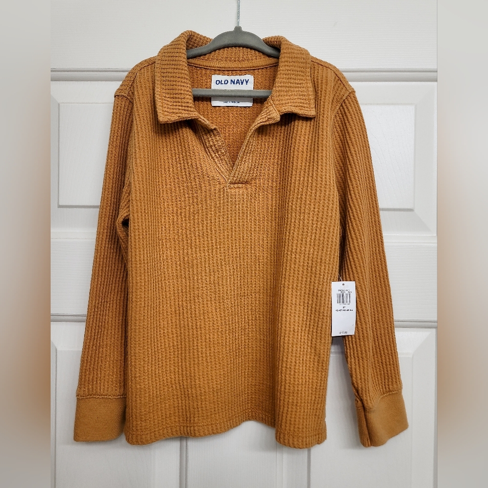 NWT Old Navy Boys 5T Brown Waffle Knit Pullover